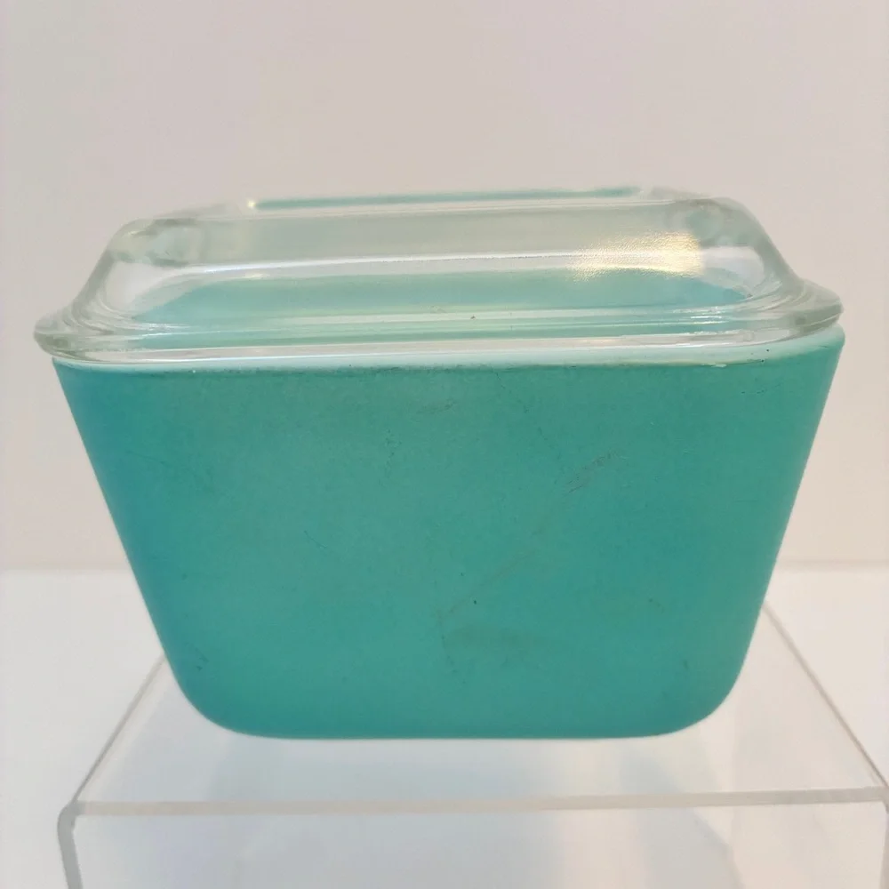 Pyrex Turquoise Refrigerator Dishes 0502/ 0501 With Lids Set of 3 Vintage